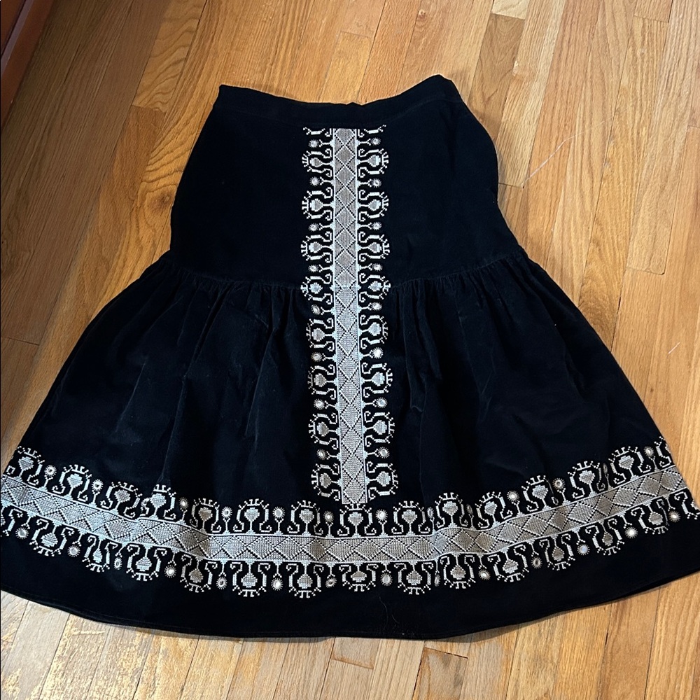 Figure Black A-Line Skirt with Embroidery gorgeous corduroy designer figue